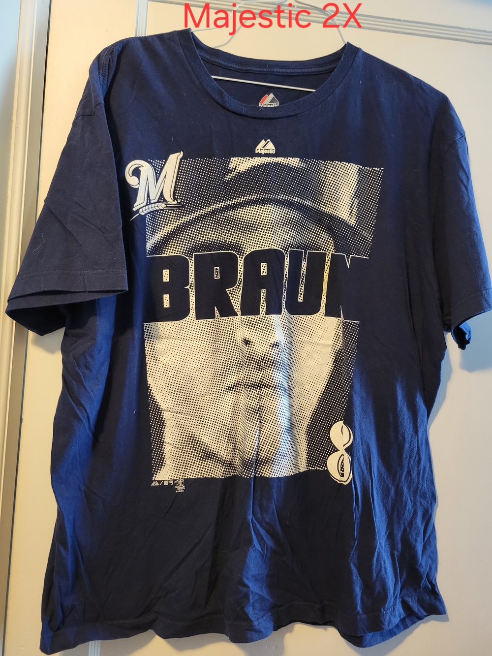 Majestic Navy Milwaukee Brewers Braun Graphic Tee
